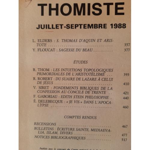 Revue Thomiste  Juillet-Septembre 1988