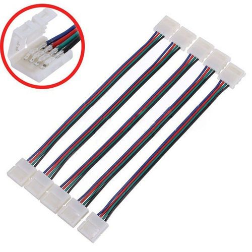 5 Cables Connection Raccord Rallonge Pour Ruban Led 5050 10mm Rgb 4 Fils
