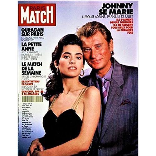 Johnny Hallyday / Adeline Paris Match N° 2125 Du 15 Fevrier 1990.