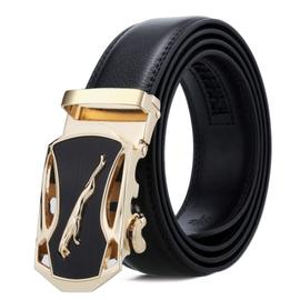 Fashion Men's Genuine ceinture à cliquet en cuir automatique Boucle Ceinture Café 