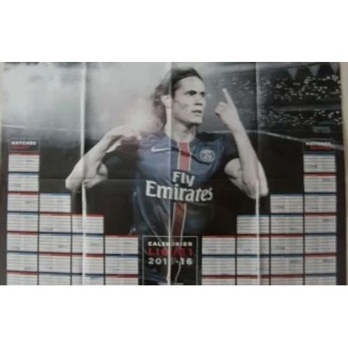 Football Psg Poster Paris Saint Germain Edinson Cavani Calendrier Des Match 57cm / 42 Cm Verso Kevin Trapp Paris Saint Germain -