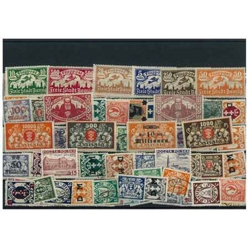 Collection De Timbres Dantzig Oblitérés : Qté - 50 Timbres Différents