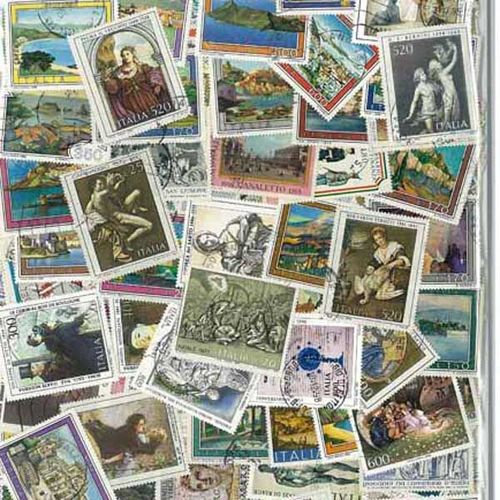 Collection De Timbres Italie Oblitérés : Qté - 500 Timbres Grand Format