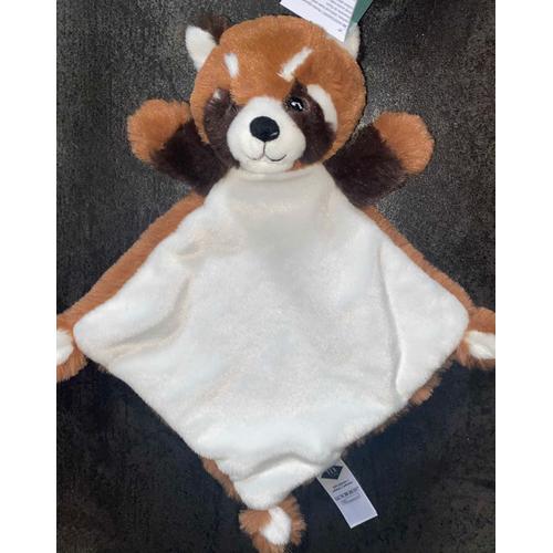 Doudou Raton Laveur Marron Blanc Mouchoir Tex Baby Peluche Animal Jouet Bebe Naissance