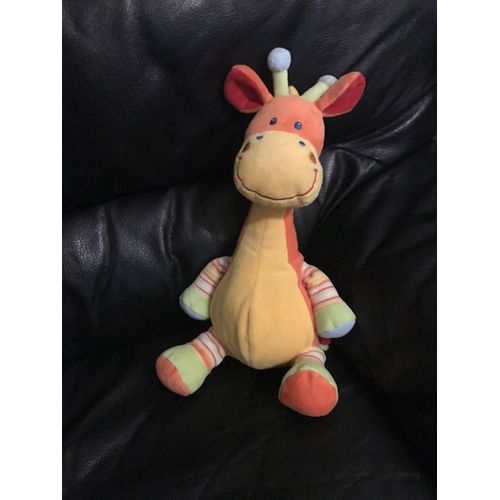 Doudou Girafe Jaune Orange Verte Et Rayé Mots D'enfants