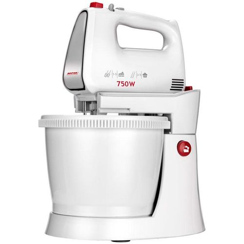 Mélangeur à Pâtisserie avec Bol Rotative 3 L, 5 Vitesses + Turbo, 750W, Blanc, MPM, MMR-20Z