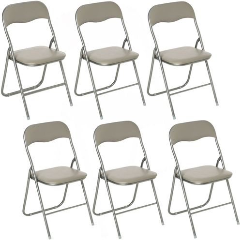 Lot De 6 Chaises Pliantes En Pvc - Taupe