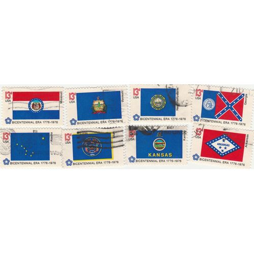 8 Timbres Oblitérés Des États Unis - Drapeaux