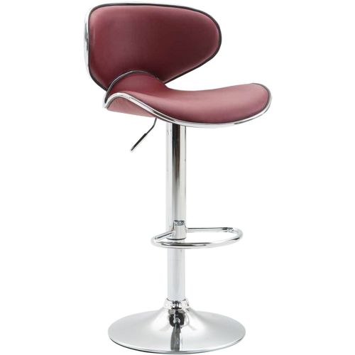 Tabouret De Bar Chaise De Bar Hauteur Réglable Avec Repose Pieds En Synthétique Bordeaux Et Métal 10_0000214