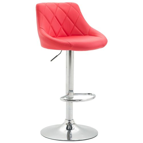 Tabouret De Bar En Synthétique Rouge Pivotant Avec Repose-Pieds Coutures Décoratives 10_0000111