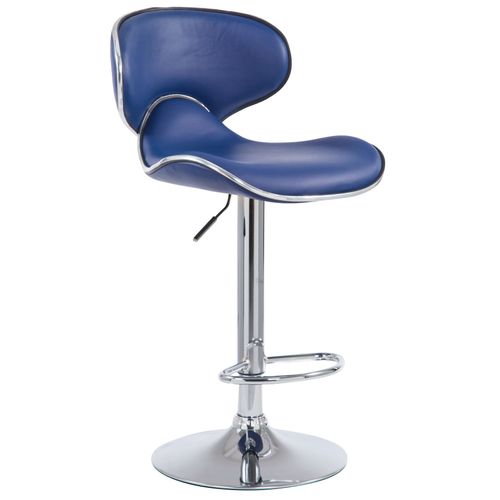 Tabouret De Bar Chaise De Bar Hauteur Réglable Avec Repose Pieds En Synthétique Bleu Et Métal 10_0000083