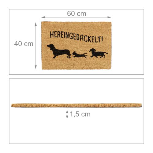 Relaxdays Paillasson En Fibre De Coco Tapis Antidérapant Essuie-Pieds Hereingedackelt