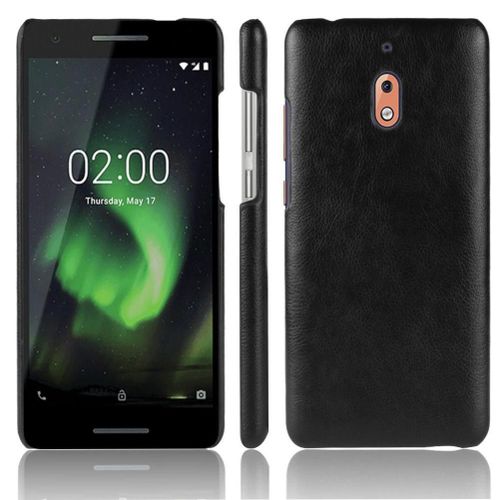 Rétro Étui Pour Nokia 2.1 Compatibilité Housse De Protection Rétro Anti Éraflure Modèle De Litchi - Noir