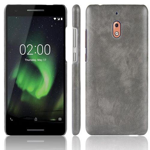 Rétro Étui Pour Nokia 2.1 Compatibilité Housse De Protection Rétro Anti Éraflure Modèle De Litchi - Gris
