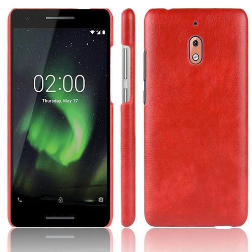 Rétro Étui Pour Nokia 2.1 Compatibilité Housse De Protection Rétro Anti Éraflure Modèle De Litchi - Rouge