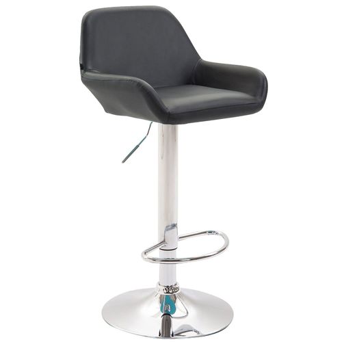 Tabouret De Bar Moderne Et Confortable En Synthétique Noir Pieds Trompette En Métal Chromé Tdb10313