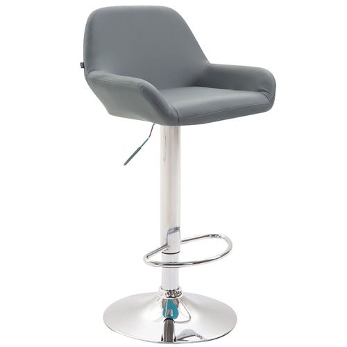 Tabouret De Bar Moderne Et Confortable En Synthétique Gris Pieds Trompette En Métal Chromé 10_0000305