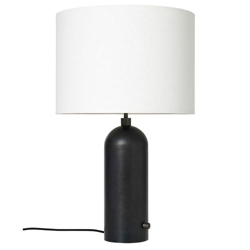 Gubi Lampe De Table Gravity Large (Noir - Métal Et Tissu Blanc)