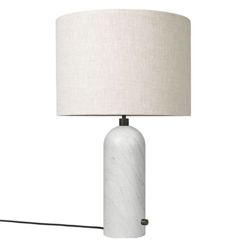 Gubi Lampe De Table Gravity Large (Blanc - Marbre Et Tissu Canvas)