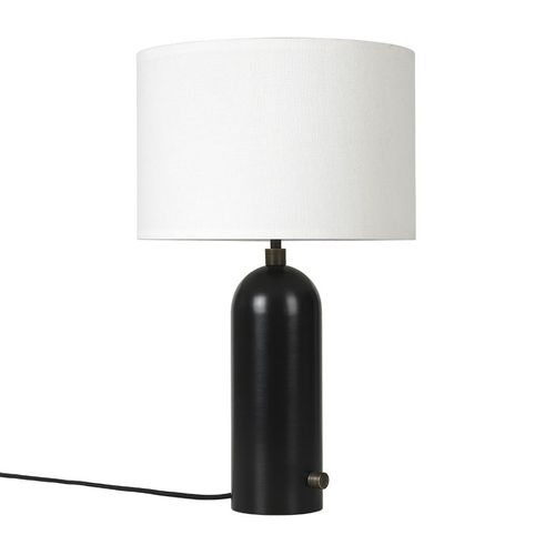 Gubi Lampe De Table Gravity Small (Noir - Métal Et Tissu Blanc)