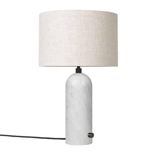 Gubi Lampe De Table Gravity Small (Blanc - Marbre Et Tissu Canvas)