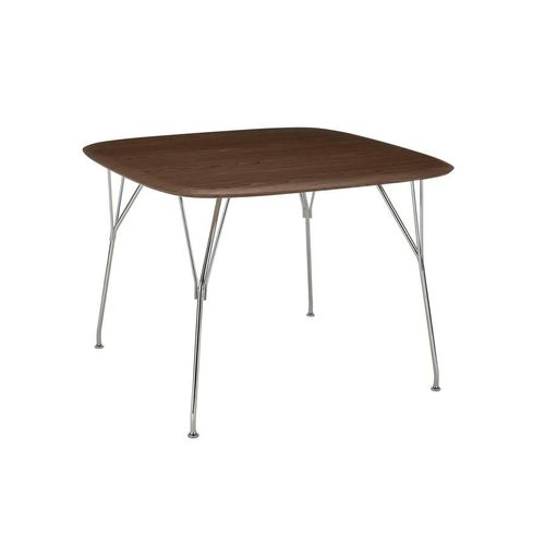 Kartell Table Viscount Of Wood 100 X 100 Cm (Plateau En Noyer, Structure Chromée - Bois Et Métal)