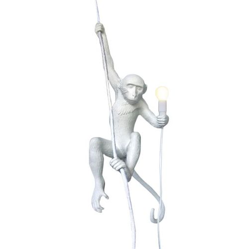Seletti Lampe À Suspension Monkey Lamp À Led (Blanc - Résine)