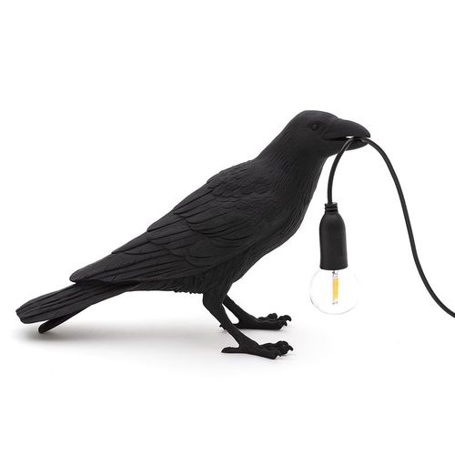 Seletti Lampe De Table Bird Lamp Waiting À Led Black Edition (Noir - Résine)