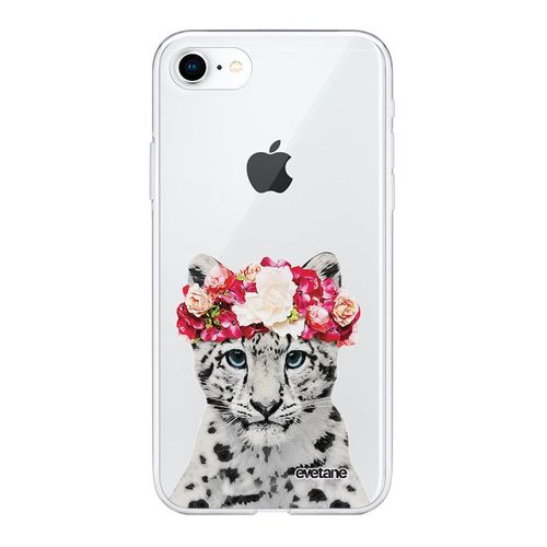 Coque Iphone 7/8/ Iphone Se 2020/ 2022 Silicone Transparente Leopard Couronne Ultra Resistant Protection Housse Motif Ecriture Tendance Evetane