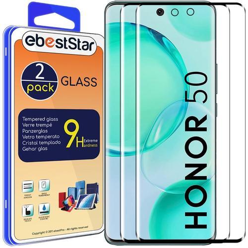 Ebeststar - [Pack X2] Verre Trempé Honor 50 Film Protection Ecran Anti-Rayure, Pose Sans Bulles [Dimensions Precises Smartphone : 160 X 73.8 X 7.7 Mm, Écran 6.6'']