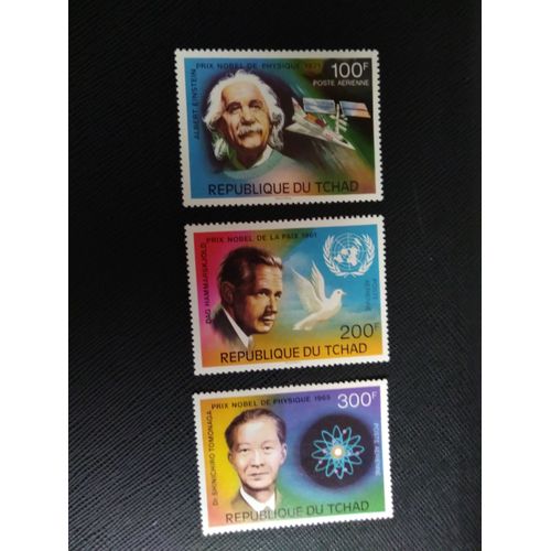 Timbre Tchad Yt Pa 183 A Pa 185 Lauréats Du Prix Nobel 1976 ( 060306 )