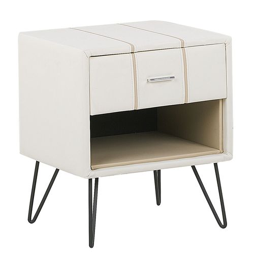 Table De Chevet En Simili-Cuir Blanc Betin