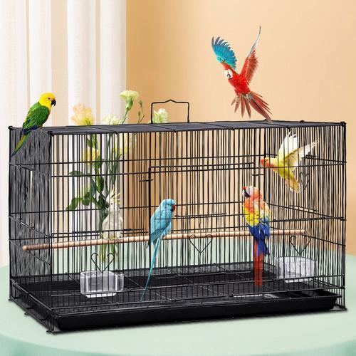 Cage À Oiseaux En Métal D'intérieur Et D'extérieur, 75,5*45*45cm, Noir.