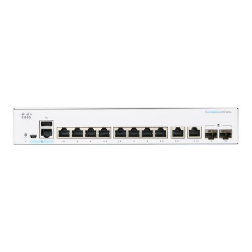 Cisco Business 250 Series CBS250-8T-E-2G - Commutateur - C3 - intelligent - 8 x 10/100/1000 + 2 x SFP Gigabit combiné - Montable sur rack