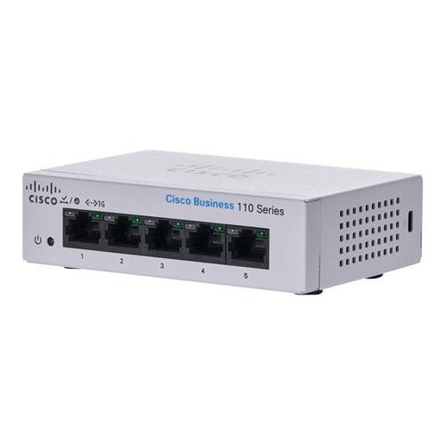 Cisco Business 110 Series 110-5T-D - Commutateur - non géré - 5 x 10/100/1000 - de bureau, Montable sur rack, fixation murale - Tension CC