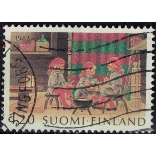 Finlande 1982 Oblitéré Used Christmas Dwarfs Eating Lutins De Noël Mangeant Y&t Fi 881 Su