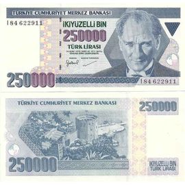 Billets De Collection Turquie Pk N° 211 - 250 000 Lira