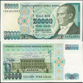 Billets De Collection Turquie Pk N° 203a - 50 000 Lira