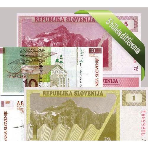 Slovenie : Bel Ensemble De 5 Billets De Banque De Collection.