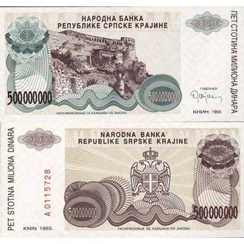 Billets Banque Rep. Serbe De Krajina Pk N° 26 - 500 Mil Dinara