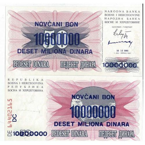Billet De Collection Bosnie Pk N° 36 - 10000000 Dinara