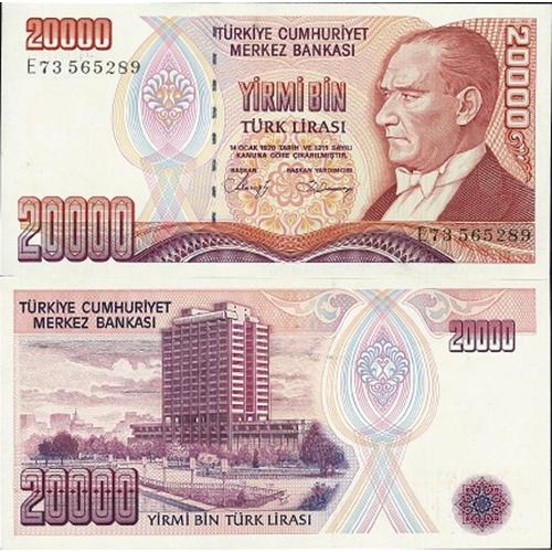 Billets De Collection Turquie Pk N° 201 - 20 000 Lira