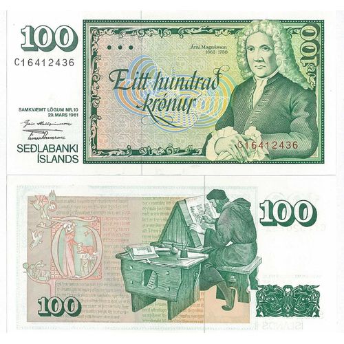 Billets De Banque Islande Pk N° 50 - 100 Kronur