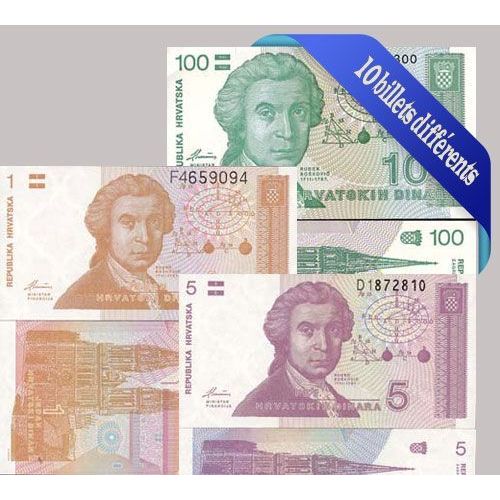 Croatie - Collection De 10 Billets De Banque Tous Différents.