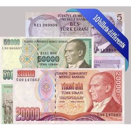 Belle Collection De 10 Billets De Banque Tous Différents De Turquie