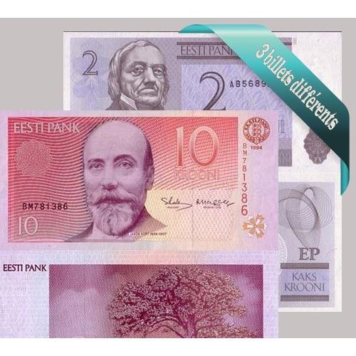 Estonie - Collection De 3 Billets De Banque Tous Différents.