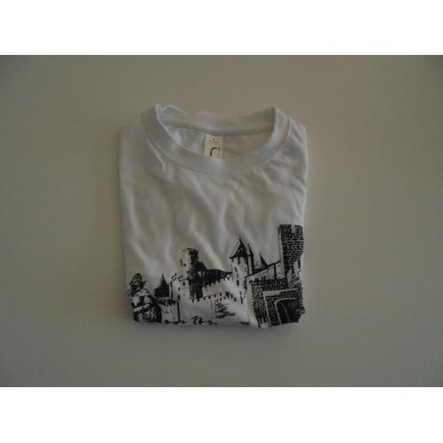 T-Shirt Enfant Couleur Blanc, 6 Ans, 106-116 Cm, Motif Carcassonne