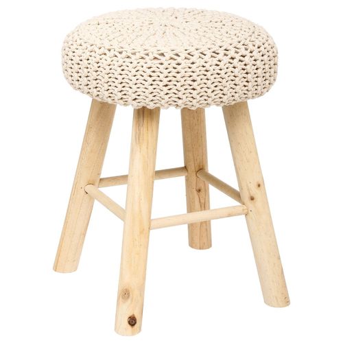 Tabouret Assise Tricot Suzette - H. 43 Cm - Beige