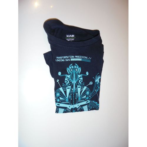 T Shirt Enfant De Couleur Noir, Taille 6 Ans, 114-119 Cm, Avec Motif Transformation Processing, Marque Kiabi