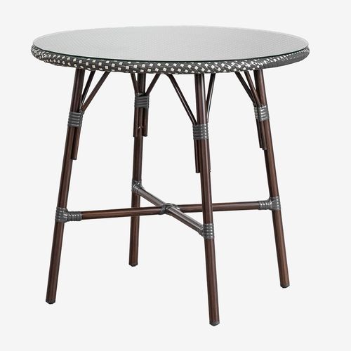 Table À Manger Ronde En Aluminium Et Rotin Synthétique (Ø80 Cm) Brielle Bistro Gris Graphite